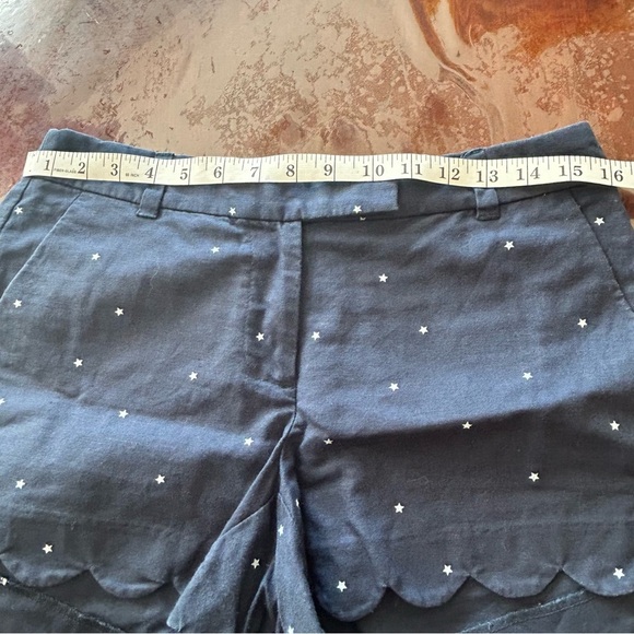 J Crew | Navy Scalloped Linen and Cotton Shorts - Picture 8 of 8